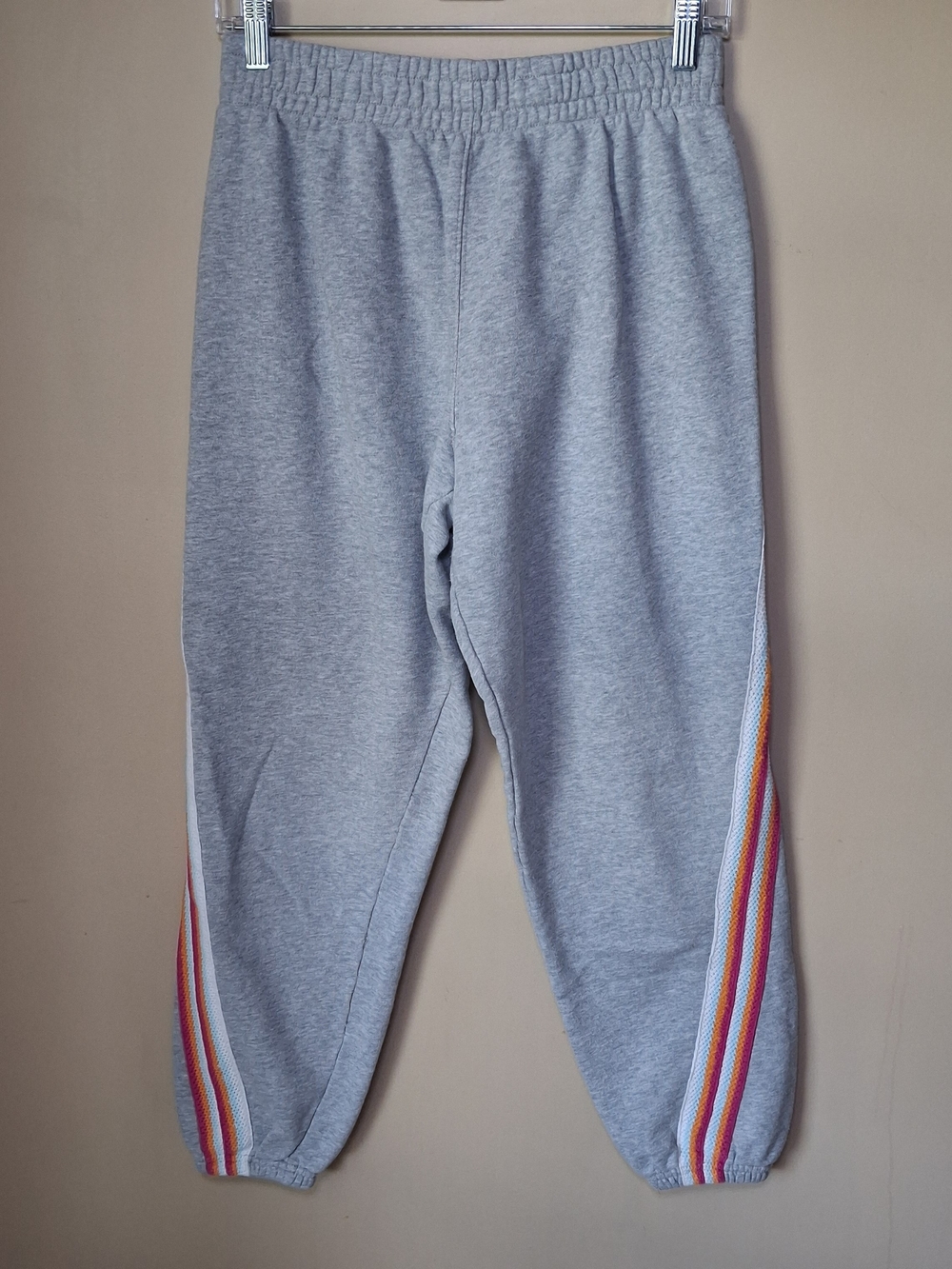 Spiritual Gangster Women's Gray Sweatpants W/Multicolor Side Stripe; Size  S